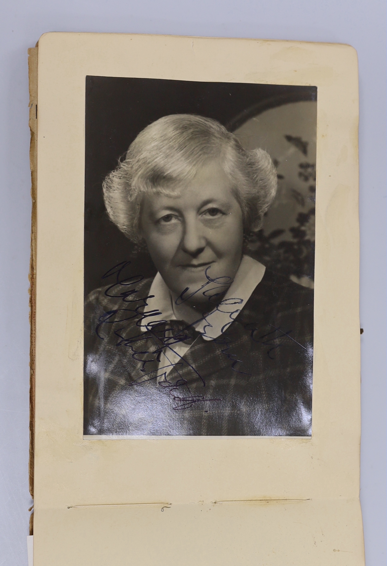An autograph album of 1920's-30's singers and film stars including signed photos, etc. signatures include; Leslie Hatton, Ivor Novello, Margaret Rutherford, Richard Attenborough